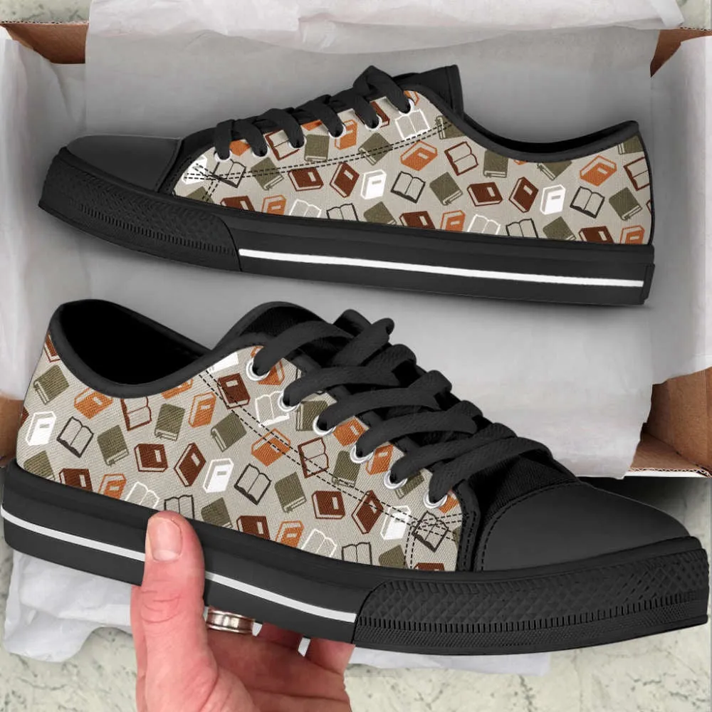 Books Pattern SK Low Top Shoes, Canvas Shoes Design, Low Top Sneaker