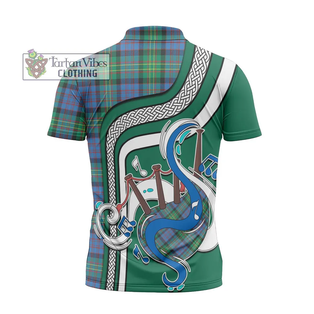 Bowie Ancient Tartan Zipper Polo Shirt with Epic Bagpipe Style