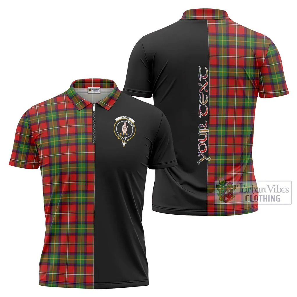 Boyd Tartan Zipper Polo Shirt with Family Crest and Half Of Me Style