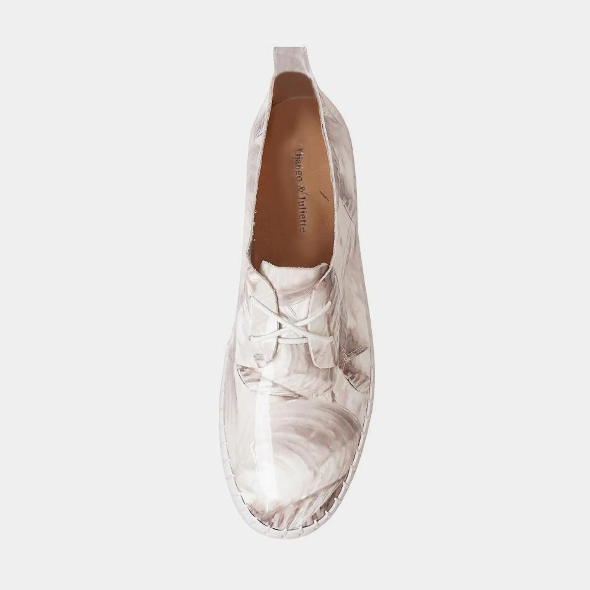 Brenda White Shell Pearl Patent Leather Sneakers