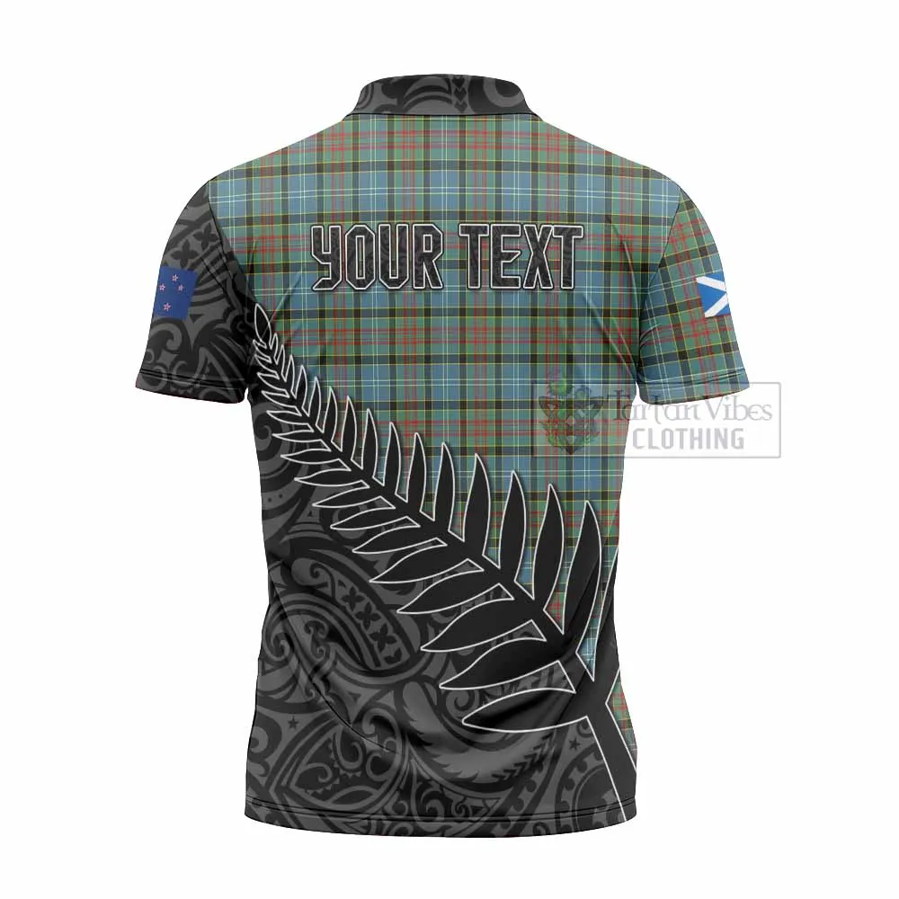 Brisbane Crest Tartan Zipper Polo Shirt with New Zealand Silver Fern Half Style