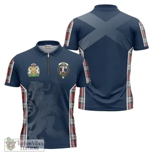 Brodie Dress Tartan Zipper Polo Shirt with Family Crest and Lion Rampant Vibes Sport Style