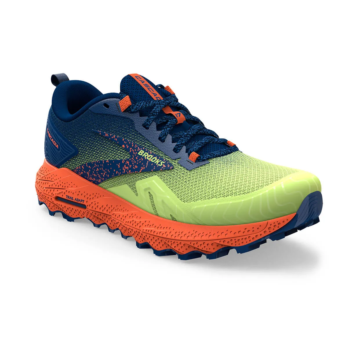 Brooks Cascadia 17 Mens | Sharp Green/navy/firecracker