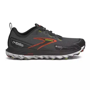 Brooks Cascadia 18 GTX Mens Trail Running Shoe (Blackened Pearl/Black/Tomato)