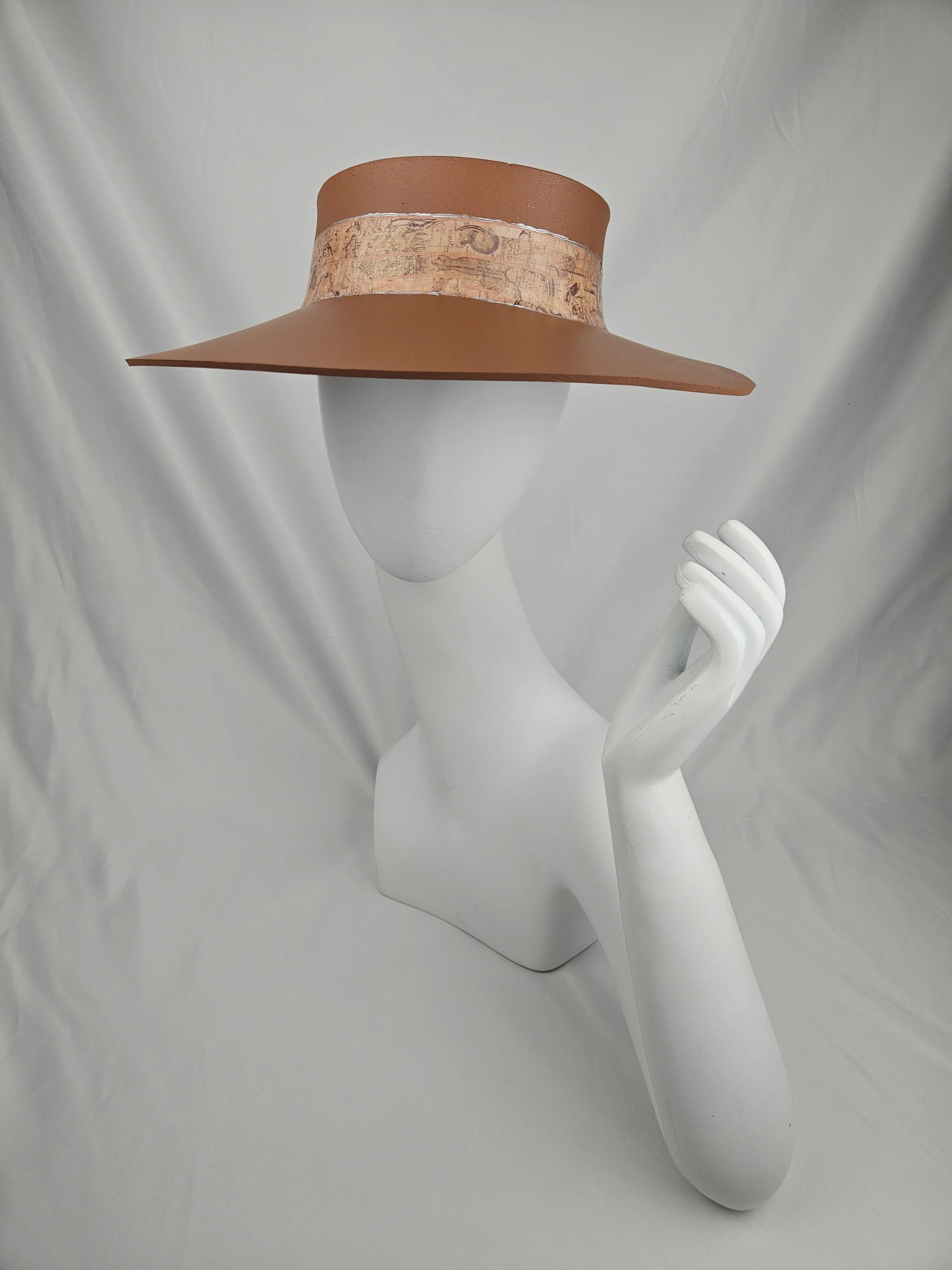 Brown "LadyEVA" Visor Hat with Warm Brown Vintage Style Band