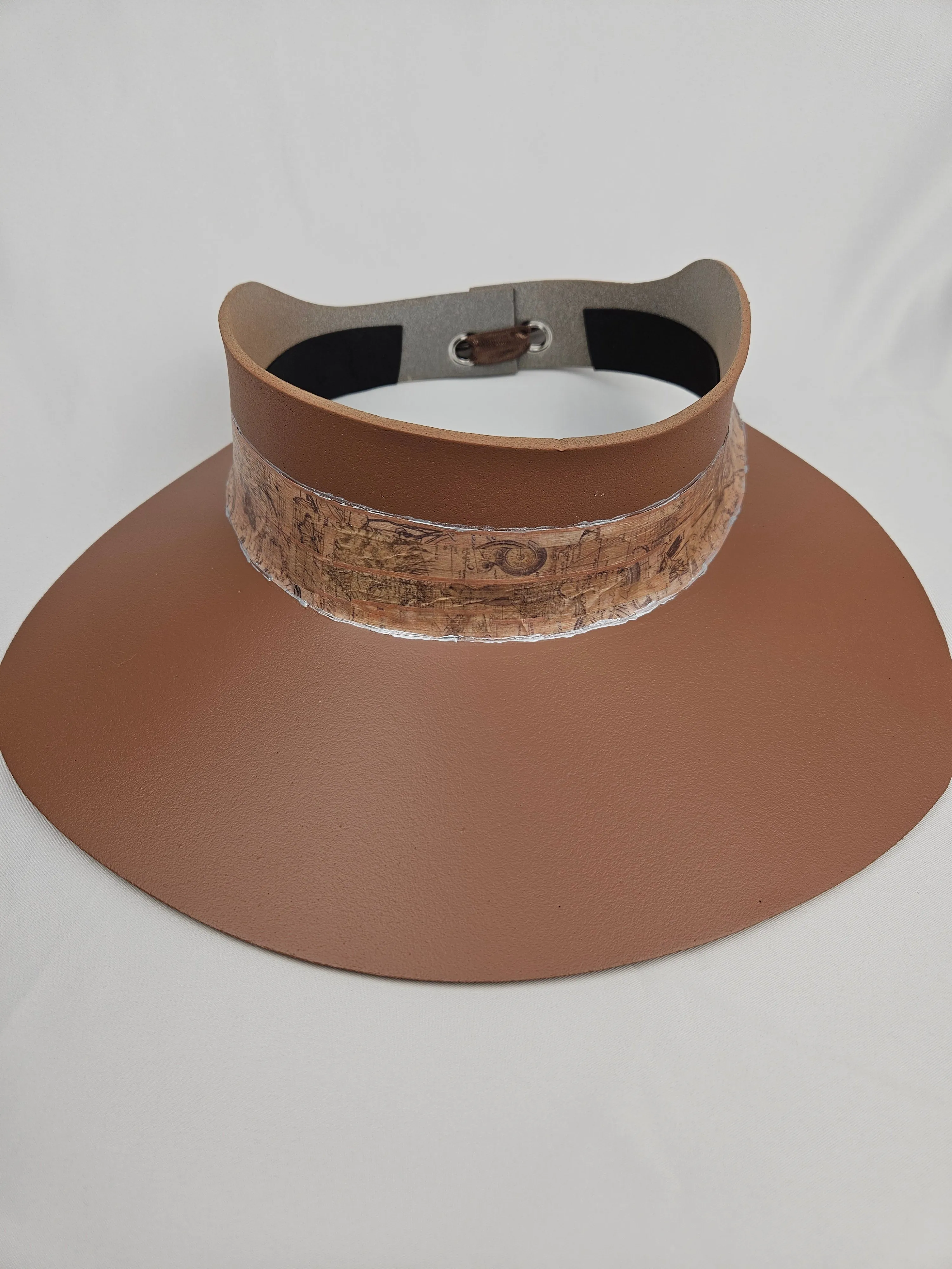 Brown "LadyEVA" Visor Hat with Warm Brown Vintage Style Band