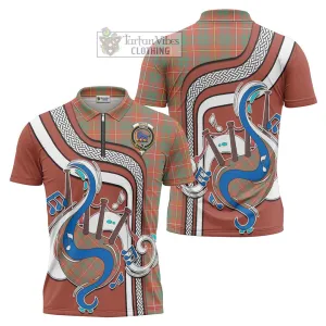 Bruce Ancient Tartan Zipper Polo Shirt with Epic Bagpipe Style