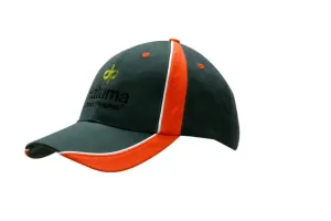 BRUSHED HEAVY COTTON CAP WITH FABRIC INSERTS & PIPING