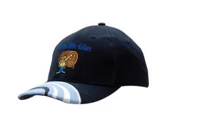 BRUSHED HEAVY COTTON CAP WITH PEAK INSERT & EMBROIDED LINES