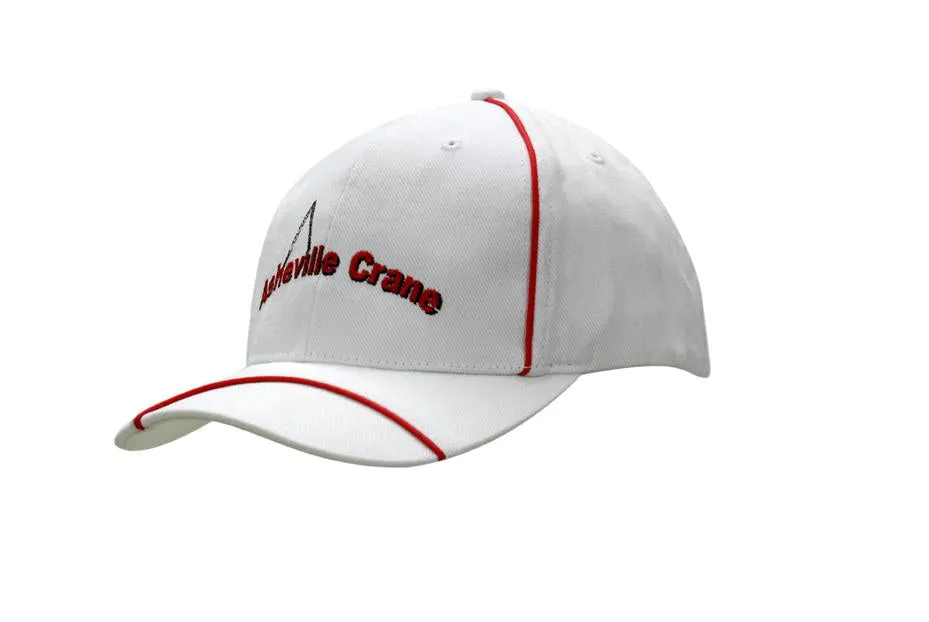 BRUSHED HEAVY COTTON CAP WITH PIPING ON CROWN & PEAK