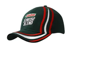 BRUSHED HEAVY COTTON CAP WITH SANDWICH TRIM & EMBROIDERED LINES ON CROWN & PEAK