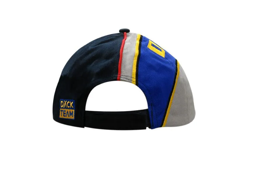 BRUSHED HEAVY COTTON CAP WITH SANDWICH TRIM & FABRIC INSERTS/EMBROIDERED LINES ON CROWN & PEAK