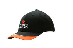 BRUSHED HEAVY COTTON CAP WITH TRIM & PIPING ON PEAK