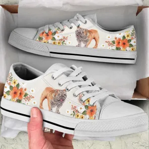 Bulldog Embroidery Floral Low Top Shoes Canvas Sneakers Casual Shoes, Dog Printed Shoes, Canvas Shoes For Men, Women