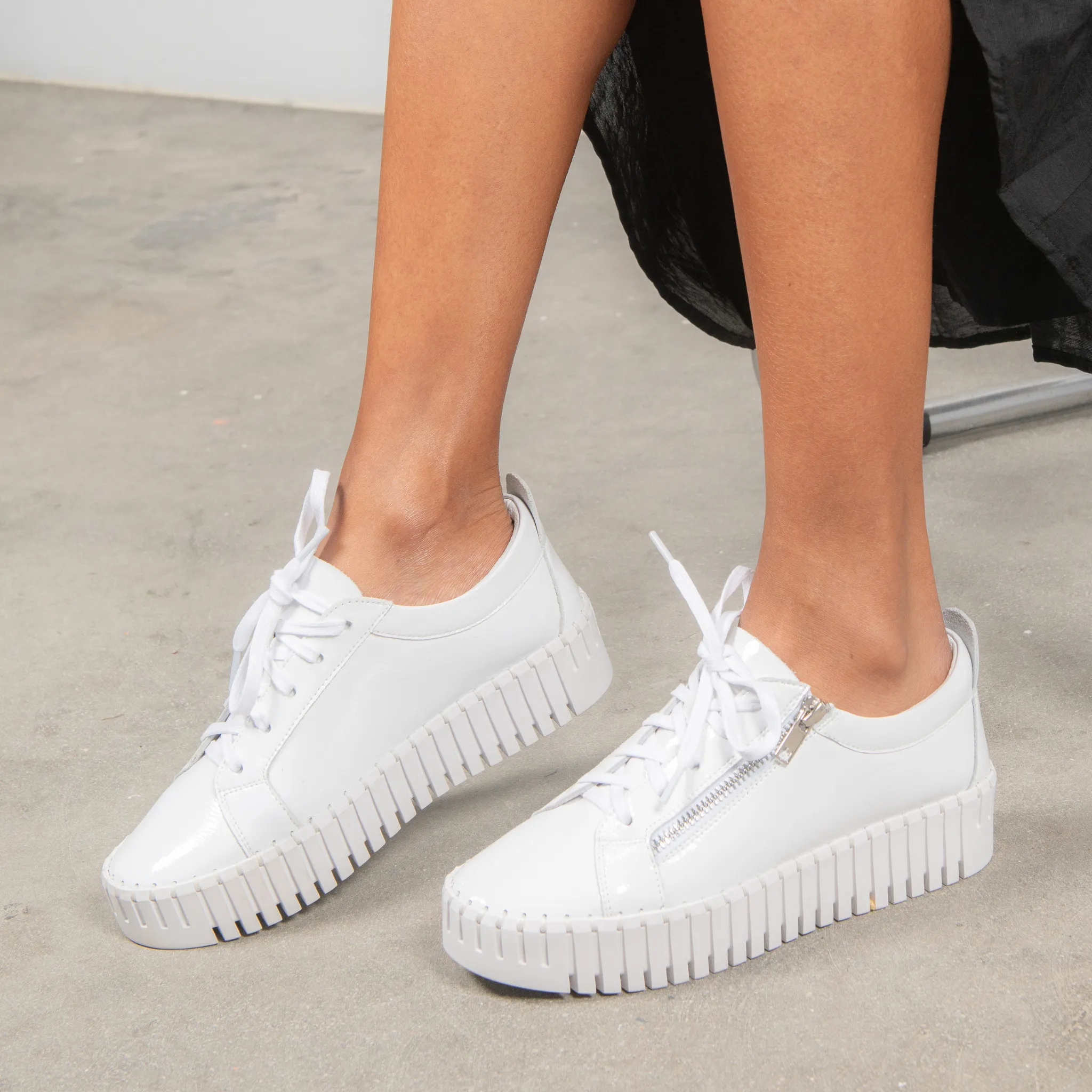 Bump White Patent Leather Sneakers