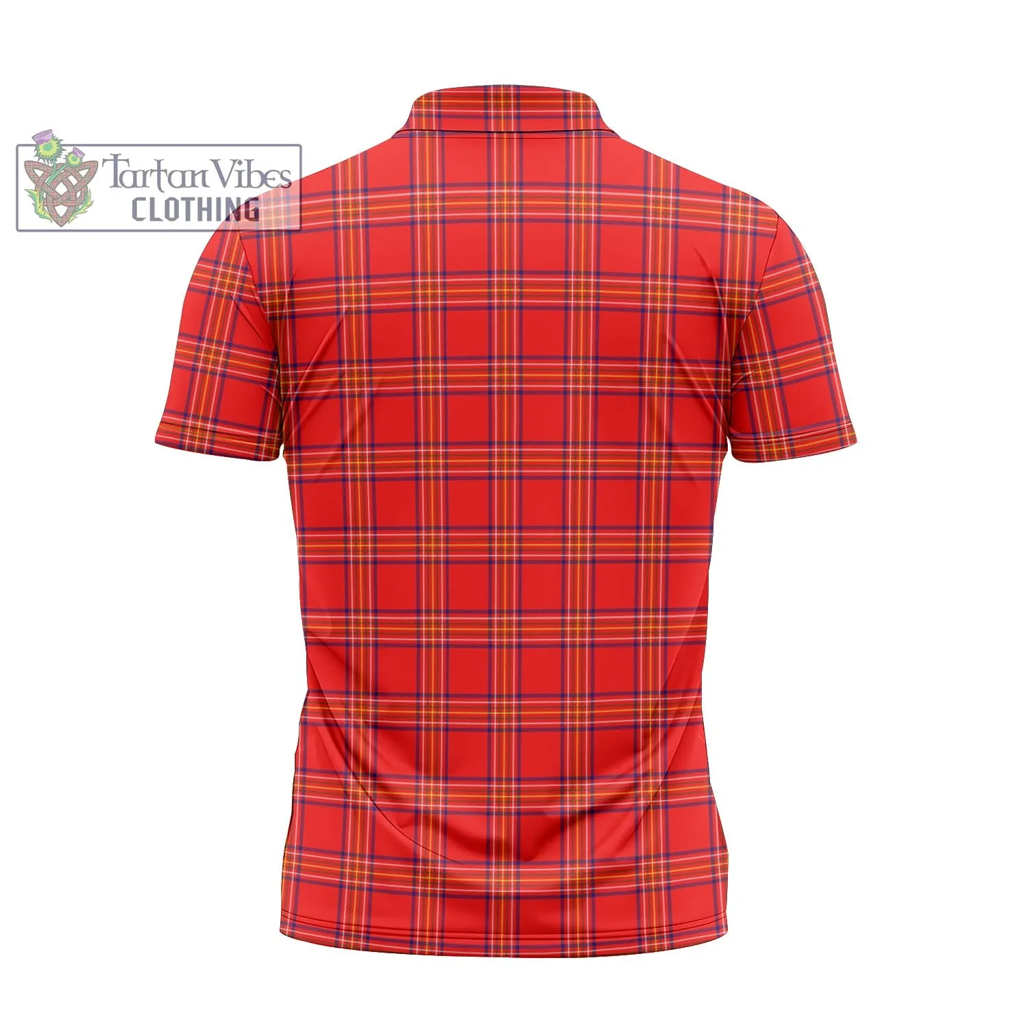 Burnett Modern Tartan Zipper Polo Shirt with Family Crest