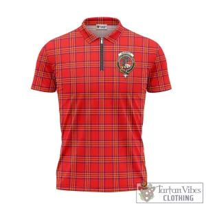 Burnett Modern Tartan Zipper Polo Shirt with Family Crest