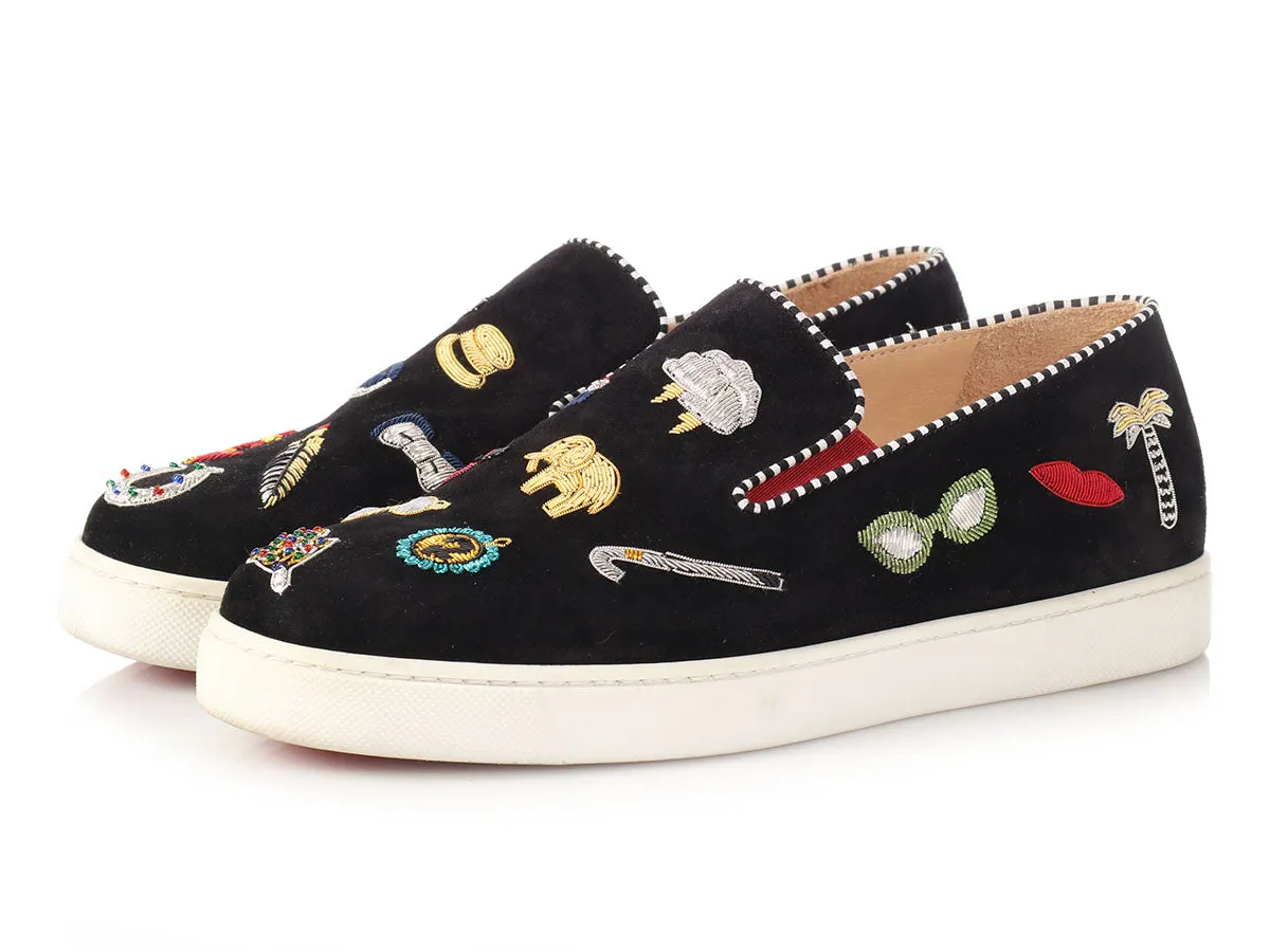 Christian Louboutin Black Pik N Luck Suede Skater Shoes