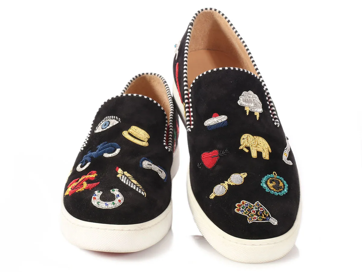 Christian Louboutin Black Pik N Luck Suede Skater Shoes