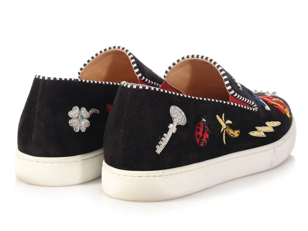 Christian Louboutin Black Pik N Luck Suede Skater Shoes