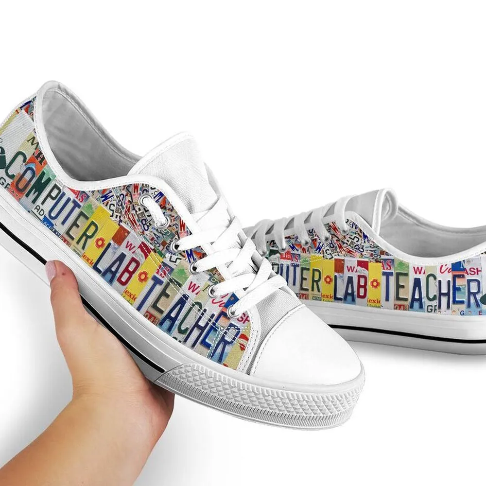 Computer Lab Teacher License Plates Low Top Shoes, Teacher Shoes, Low Top Sneakers