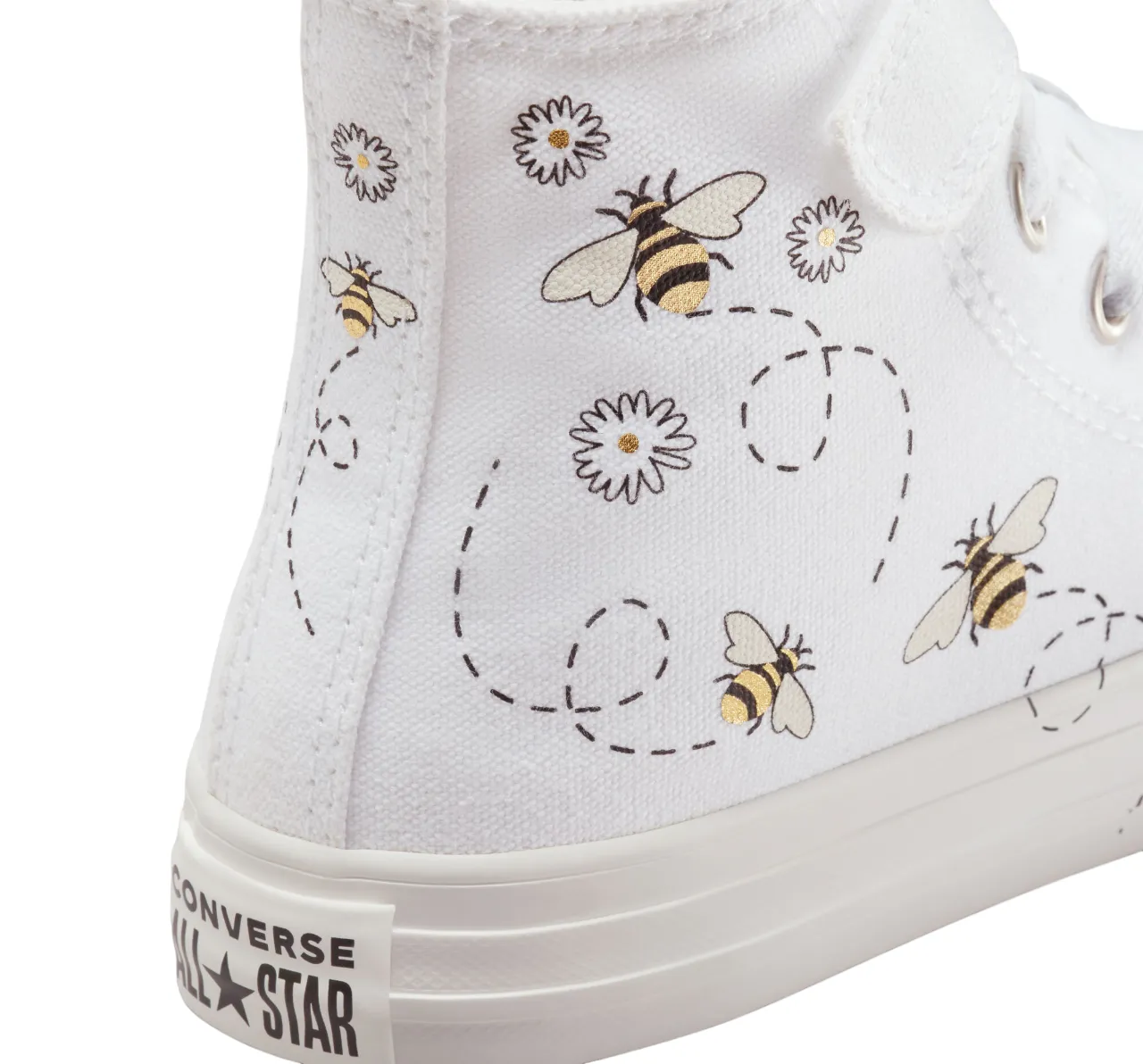 Converse Chuck Taylor All Star Easy-On Bees scarpa in tela alta A01619C white-black-yellow