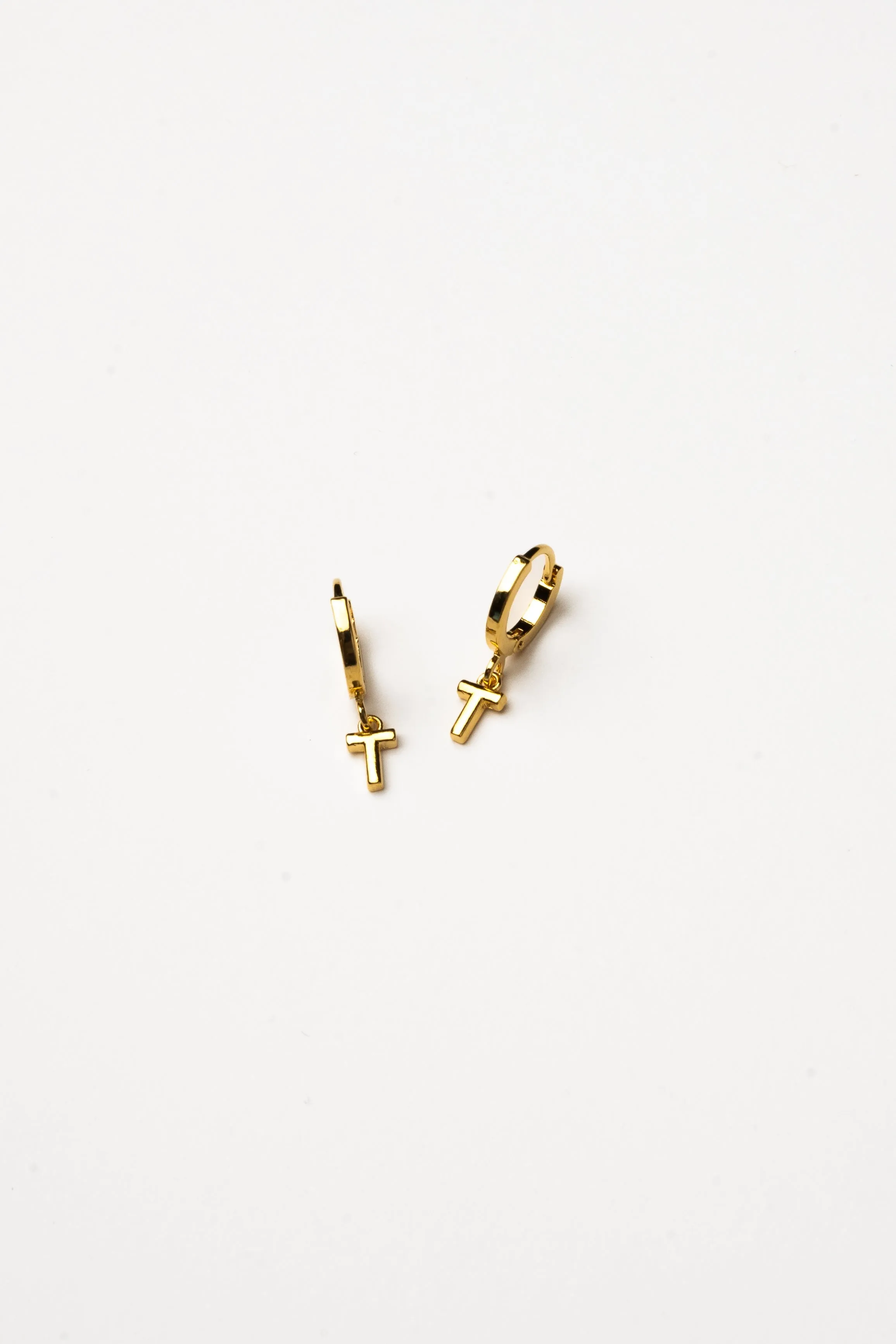 Cove Initial Letter Huggie Earrings