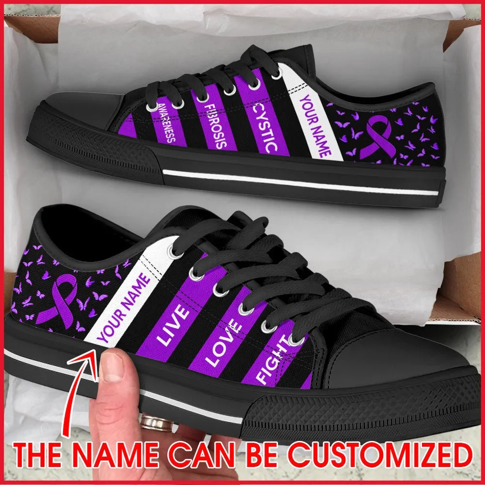 Custom Breast Cancer Shoes, Cystic Fibrosis Shoes Plaid Low Top Shoes Canvas Shoes