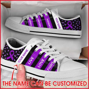 Custom Breast Cancer Shoes, Hodgkin’s Lymphoma Shoes Plaid Low Top Canvas Shoes