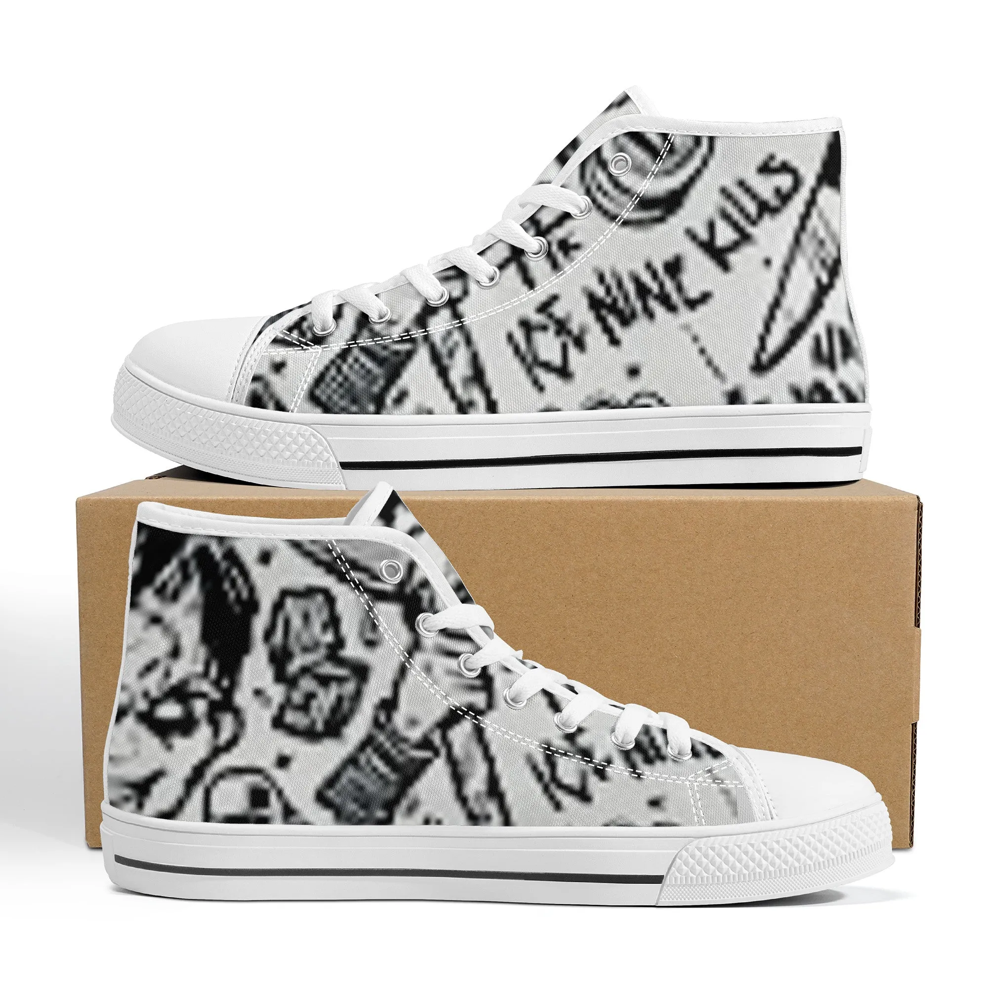 Customized Writing High-Top Canvas Shoes | Shoe Zero