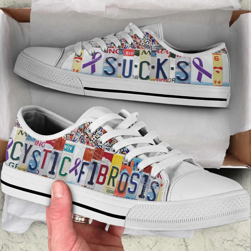 Cystic Fibrosis Sucks Shoes License Plates Low Top Shoes Canvas Shoes, Low Top Sneaker, Low Top Canvas Shoes