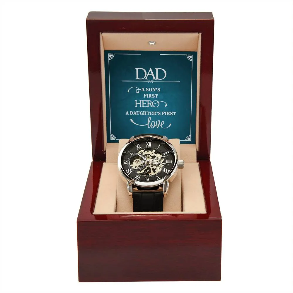 Dad a sons first Hero, Men's Openwork Watch