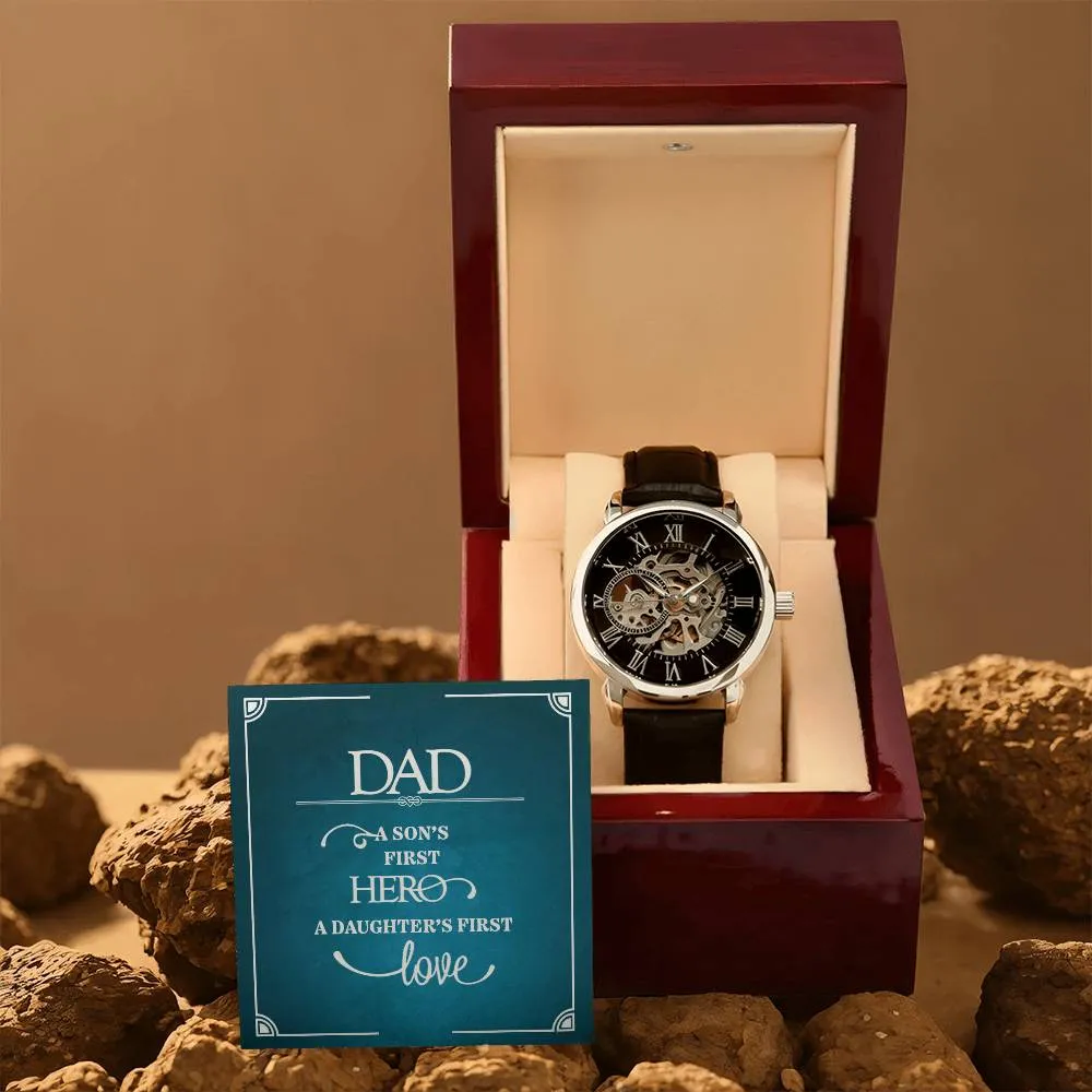 Dad a sons first Hero, Men's Openwork Watch