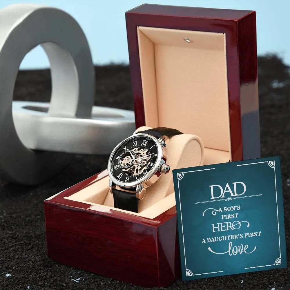 Dad a sons first Hero, Men's Openwork Watch