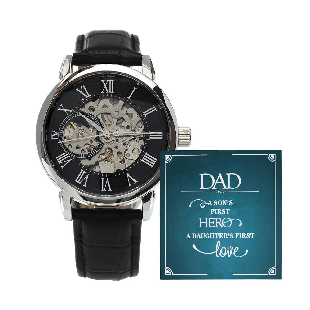 Dad a sons first Hero, Men's Openwork Watch