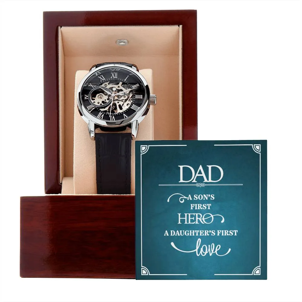 Dad a sons first Hero, Men's Openwork Watch