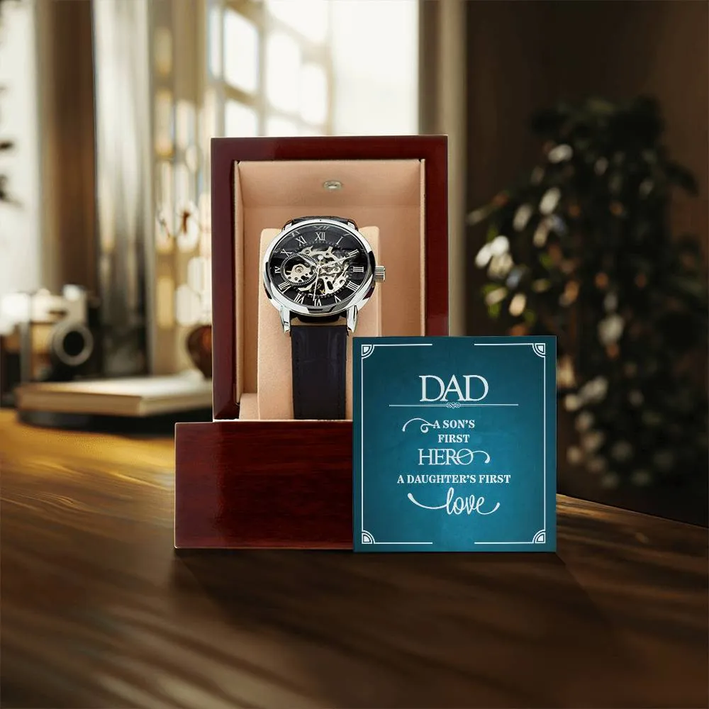 Dad a sons first Hero, Men's Openwork Watch