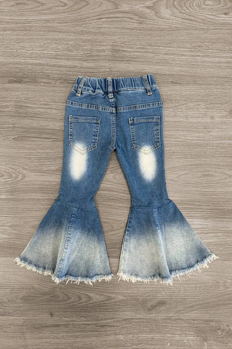 Distressed Ombre Bell Bottom Jeans