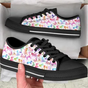 Dog Lover Watercolor Silhouette Low Top Shoes Canvas Sneakers, Dog Printed Shoes, Canvas Shoes For Men, Women