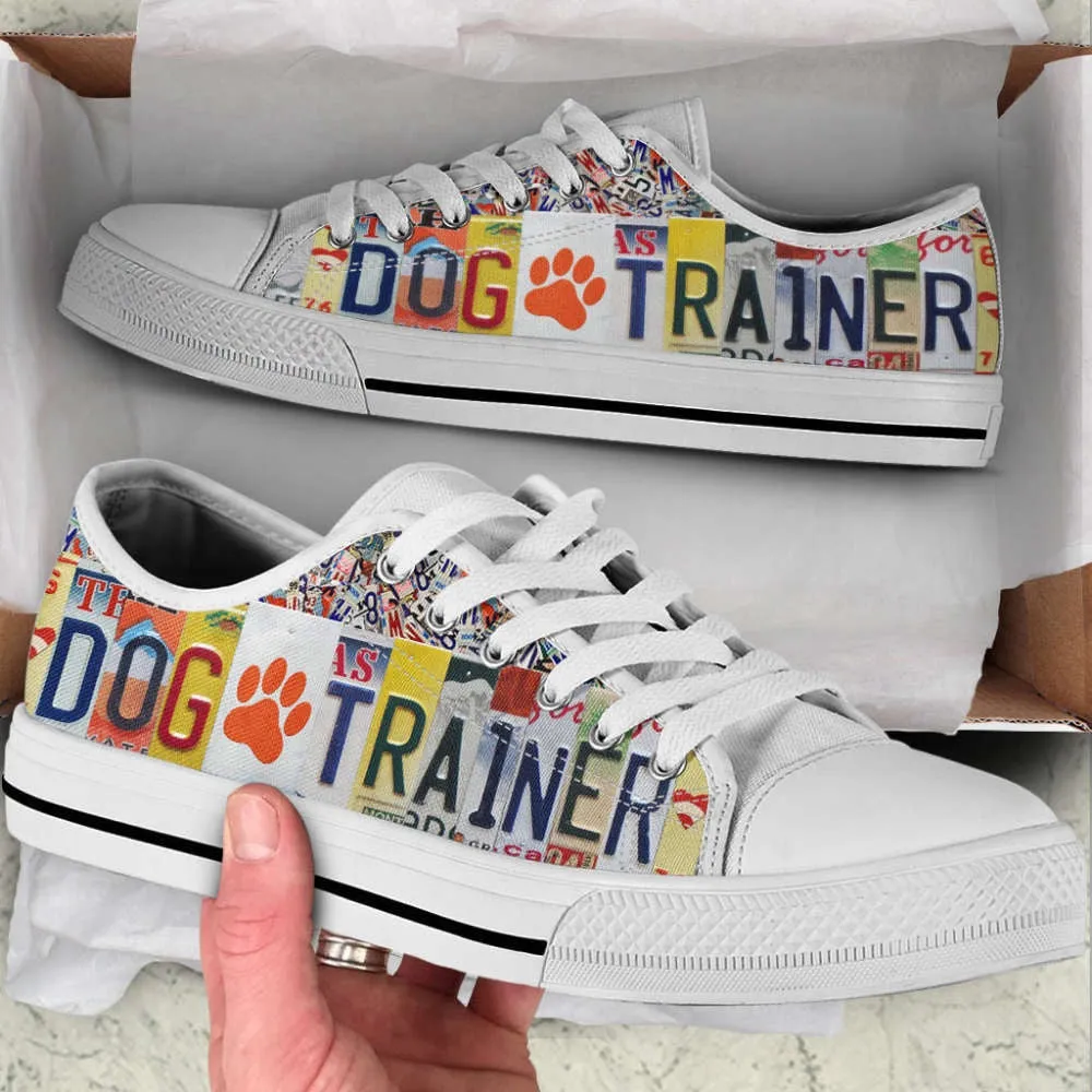 Dog Trainer License Plates Low Top Shoes Canvas Sneakers Casual Shoes, Dog Printed Shoes, Canvas Shoes For Men, Women