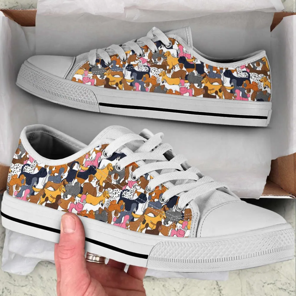 Dogs Lover Pattern Low Top Shoes Canvas Sneakers Casual Shoes, Dog Printed Shoes, Canvas Shoes For Men, Women