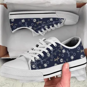 Dragonfly Jean Flower Low Top Shoes, Animal Print Canvas Shoes, Print On Canvas Shoes