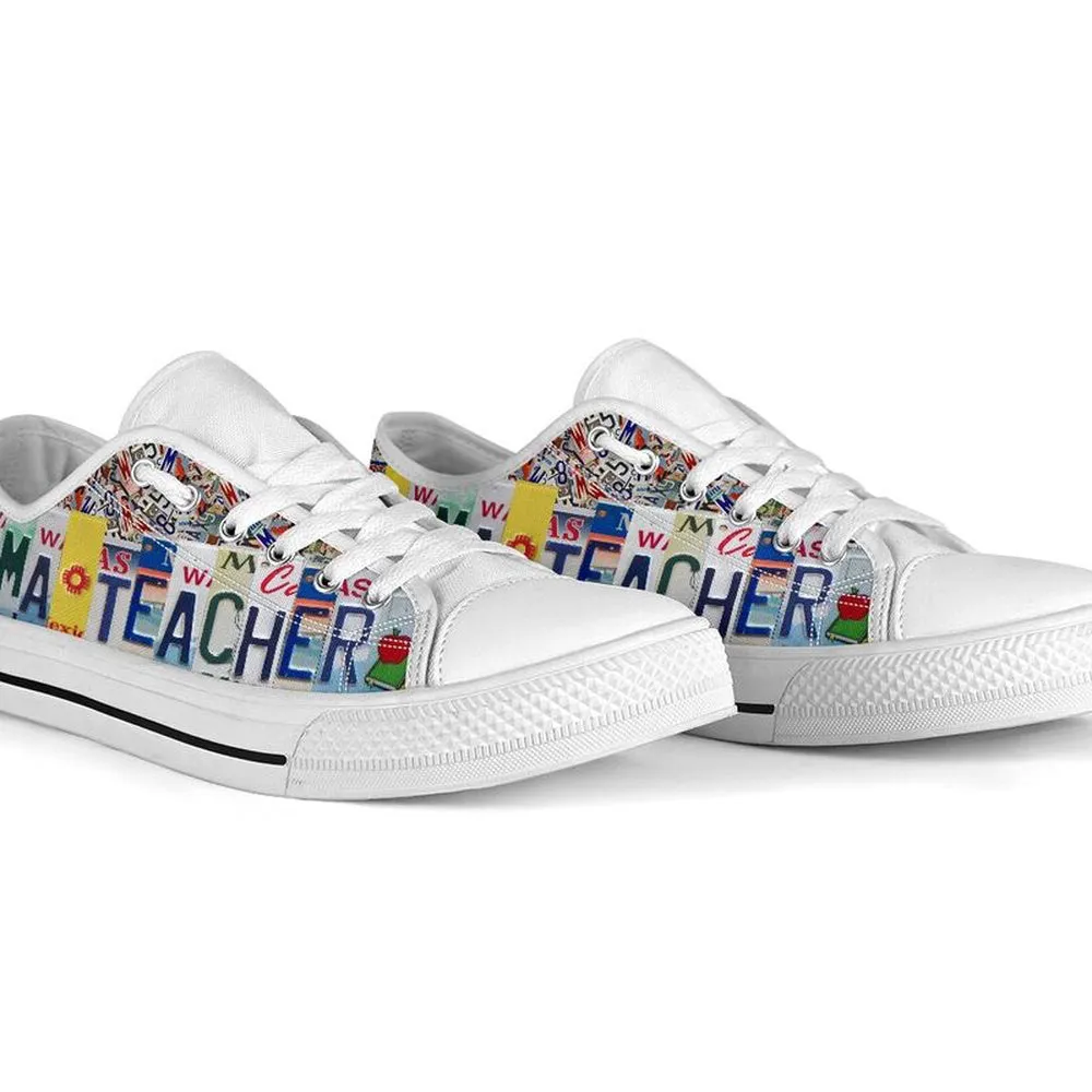 Drama Teacher Inspire License Plates Low Top Shoes, Teacher Shoes, Low Top Sneakers