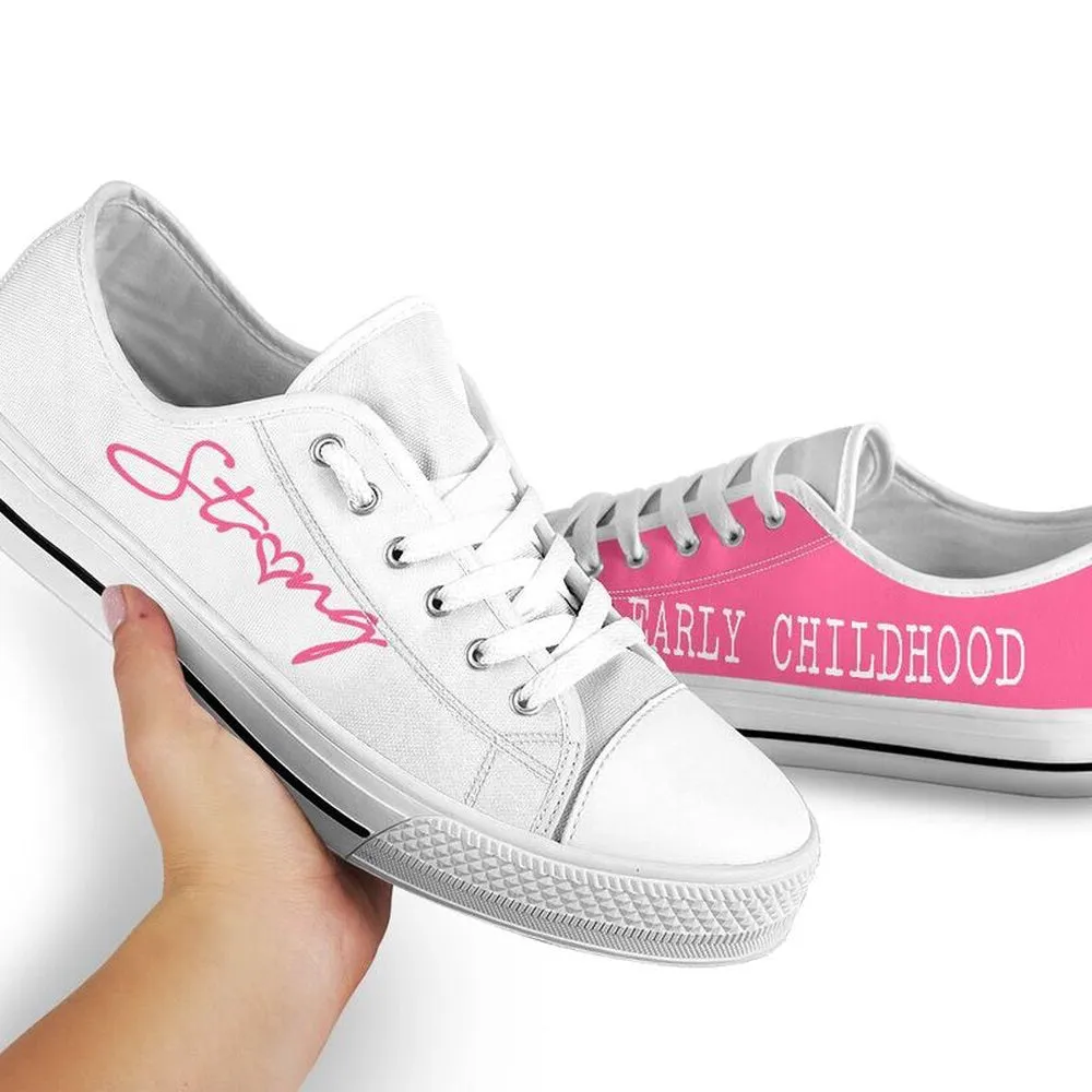 Early Childhood Strong Pink White Shoes, Teacher Shoes, Low Top Sneakers