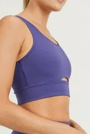 Eco-friendly Peekaboo Racerback Sports Bra - Indigo