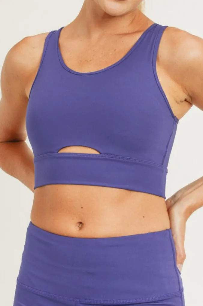 Eco-friendly Peekaboo Racerback Sports Bra - Indigo