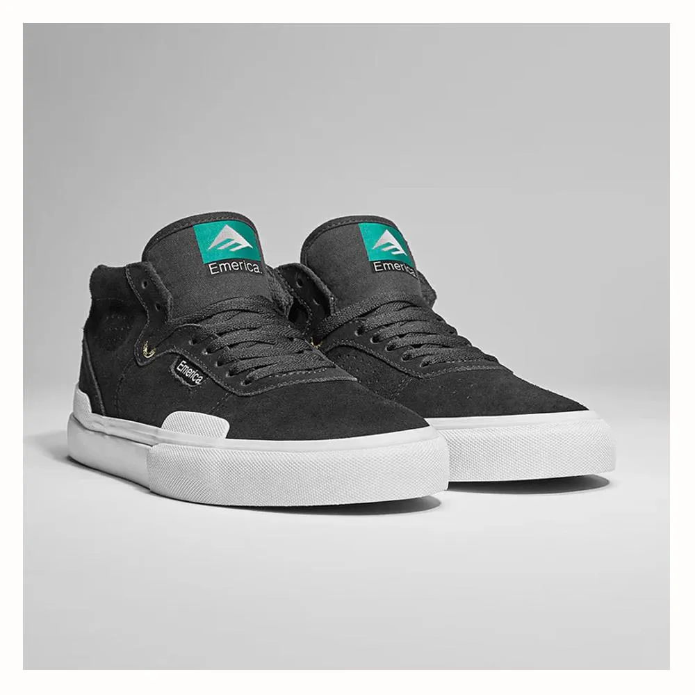 Emerica Footwear Pillar Black White Gold Skate Shoes