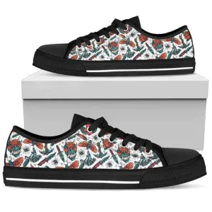 Enya Sailor Skull Canvas Low Top Shoes, Low Top Sneaker, Low Top Canvas Shoes