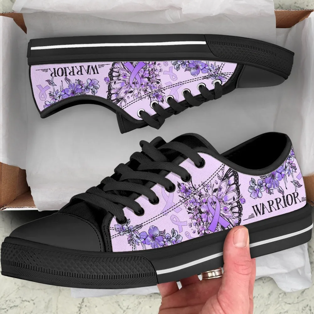 Epilepsy Cancer Shoes Butterfly Flower Low Top Shoes, Best Canvas Shoes, Low Top Sneaker