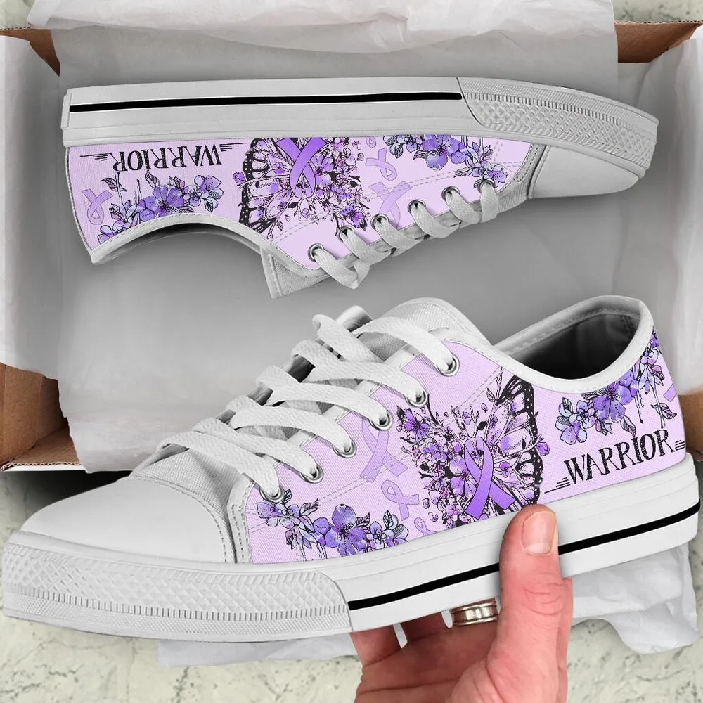 Epilepsy Cancer Shoes Butterfly Flower Low Top Shoes, Best Canvas Shoes, Low Top Sneaker